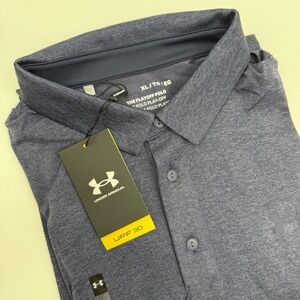 Under‎ Armour Playoff Polo Shirt XL UPF 30 Heather Blue Golf Training